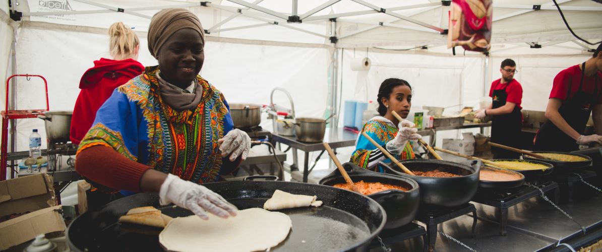 Image:  Injera Hut stall during Coburg Night Market 2016. Image by Theresa Harrison.
