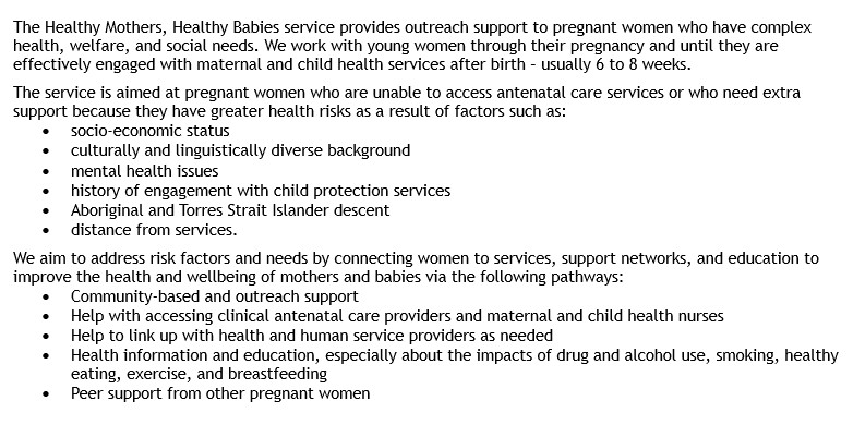 HMHB Service Description from website 01/05/2026